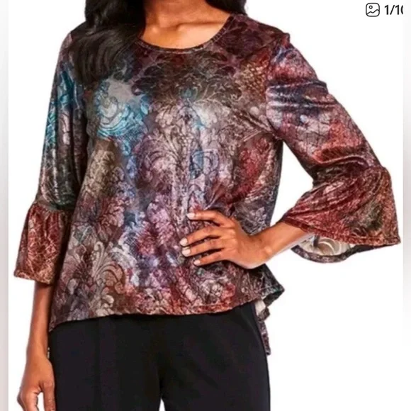 bryn Walker Fran Top in the Moondance featuring velvet burnout fabric Blouse - Picture 9 of 9